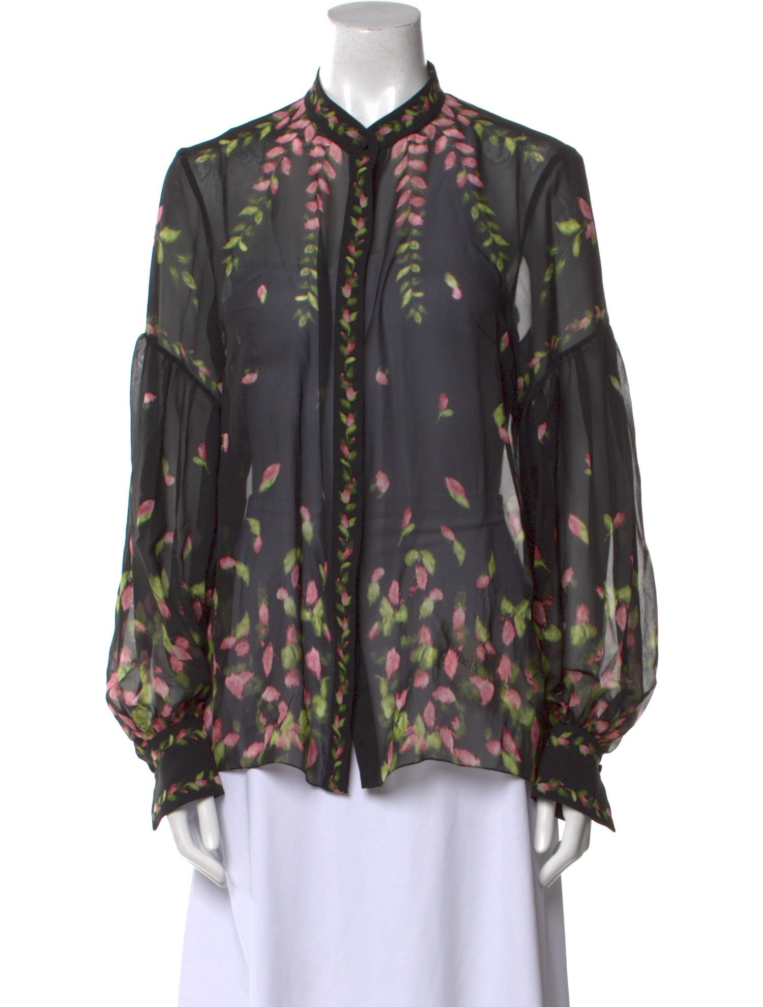 Erdem Silk Floral Print Button-Up Top