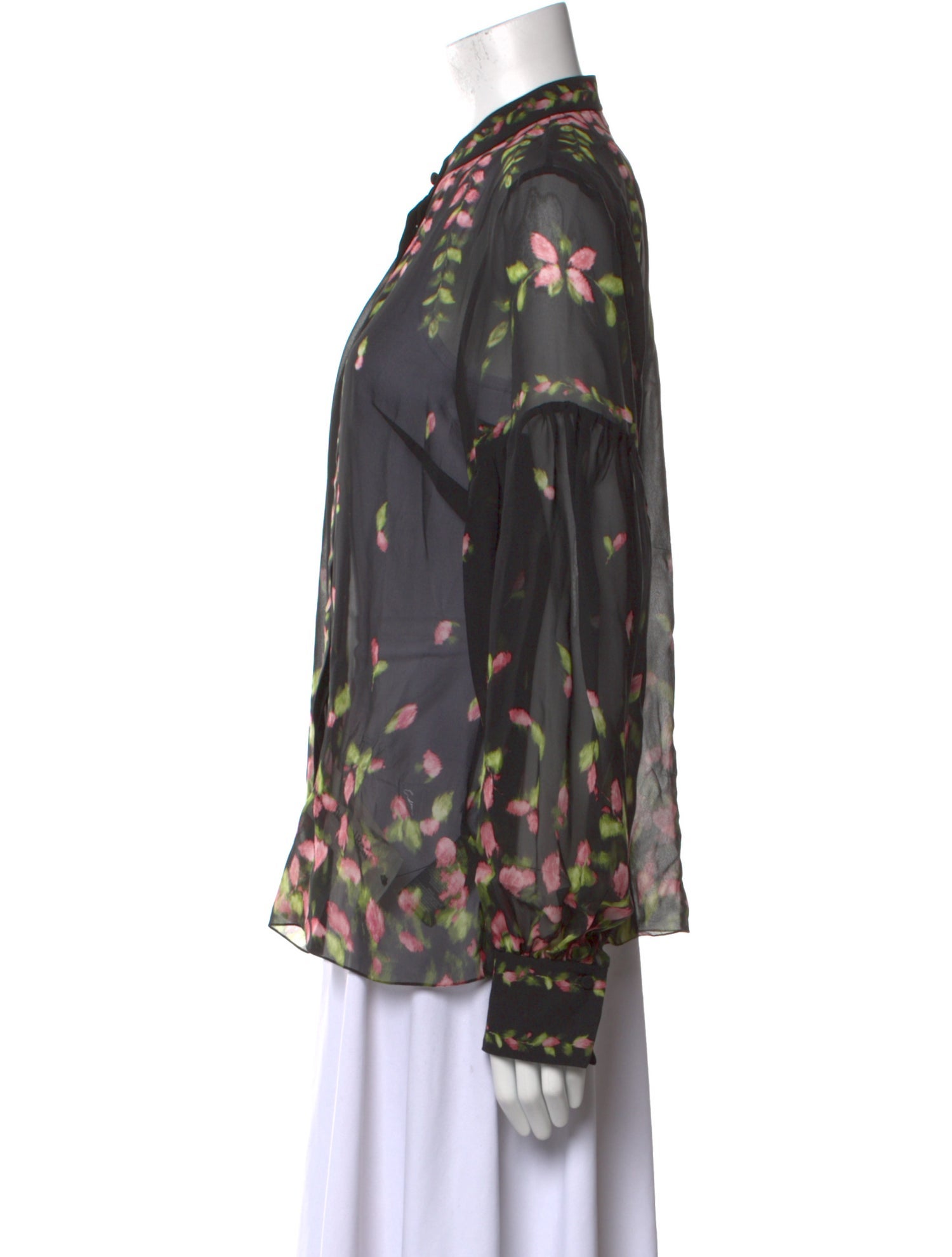 Erdem Silk Floral Print Button-Up Top