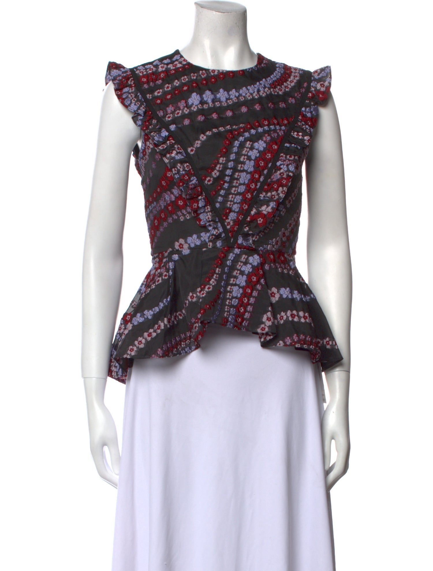 Erdem Printed Crew Neck Crop Top