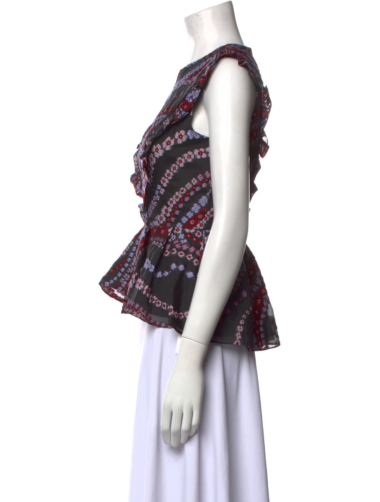 Erdem Printed Crew Neck Crop Top