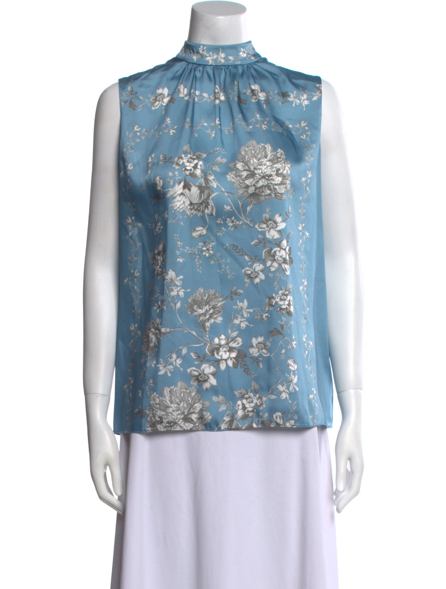 Erdem Floral Print Mock Neck Top