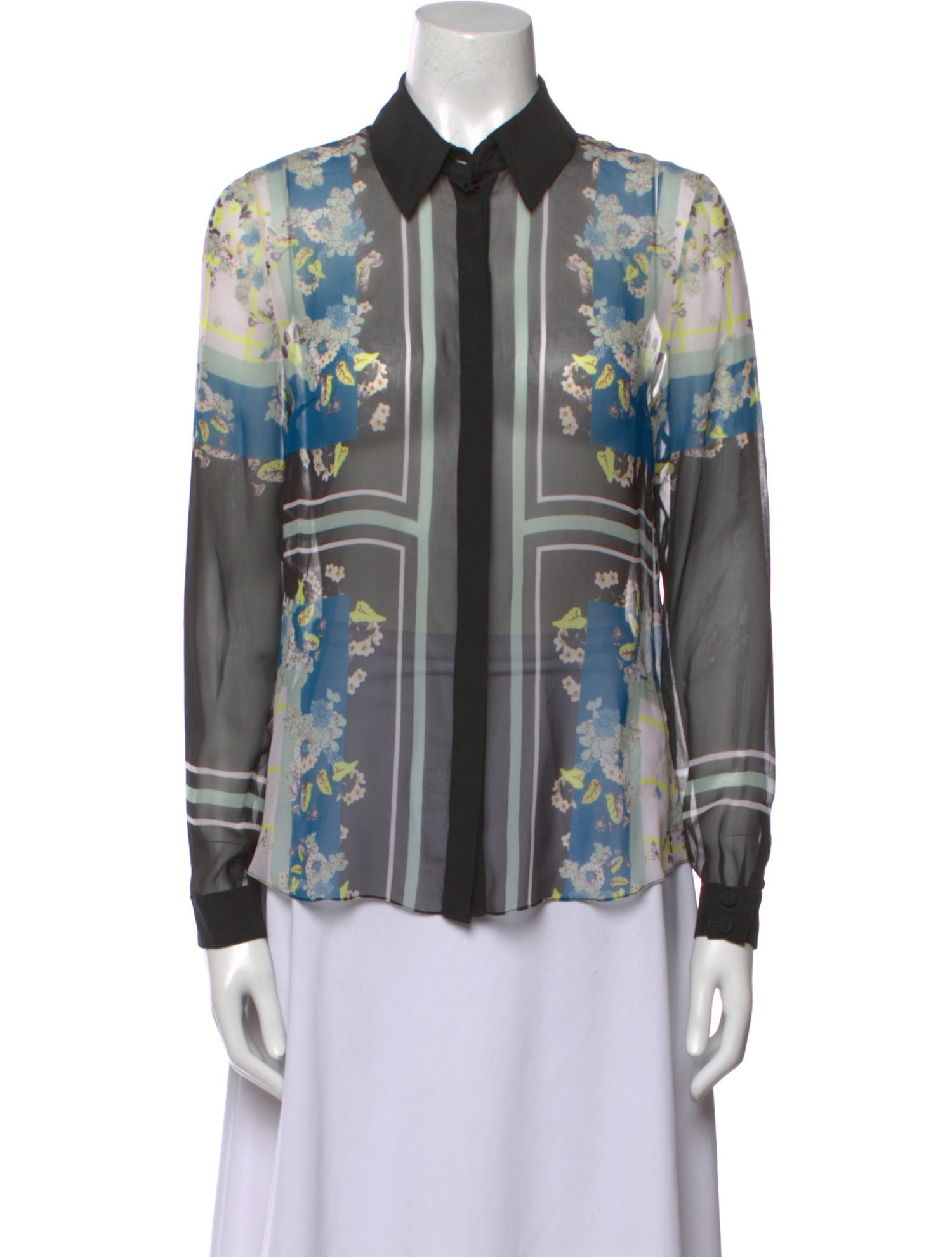 Erdem Silk Floral Print Button-Up Top