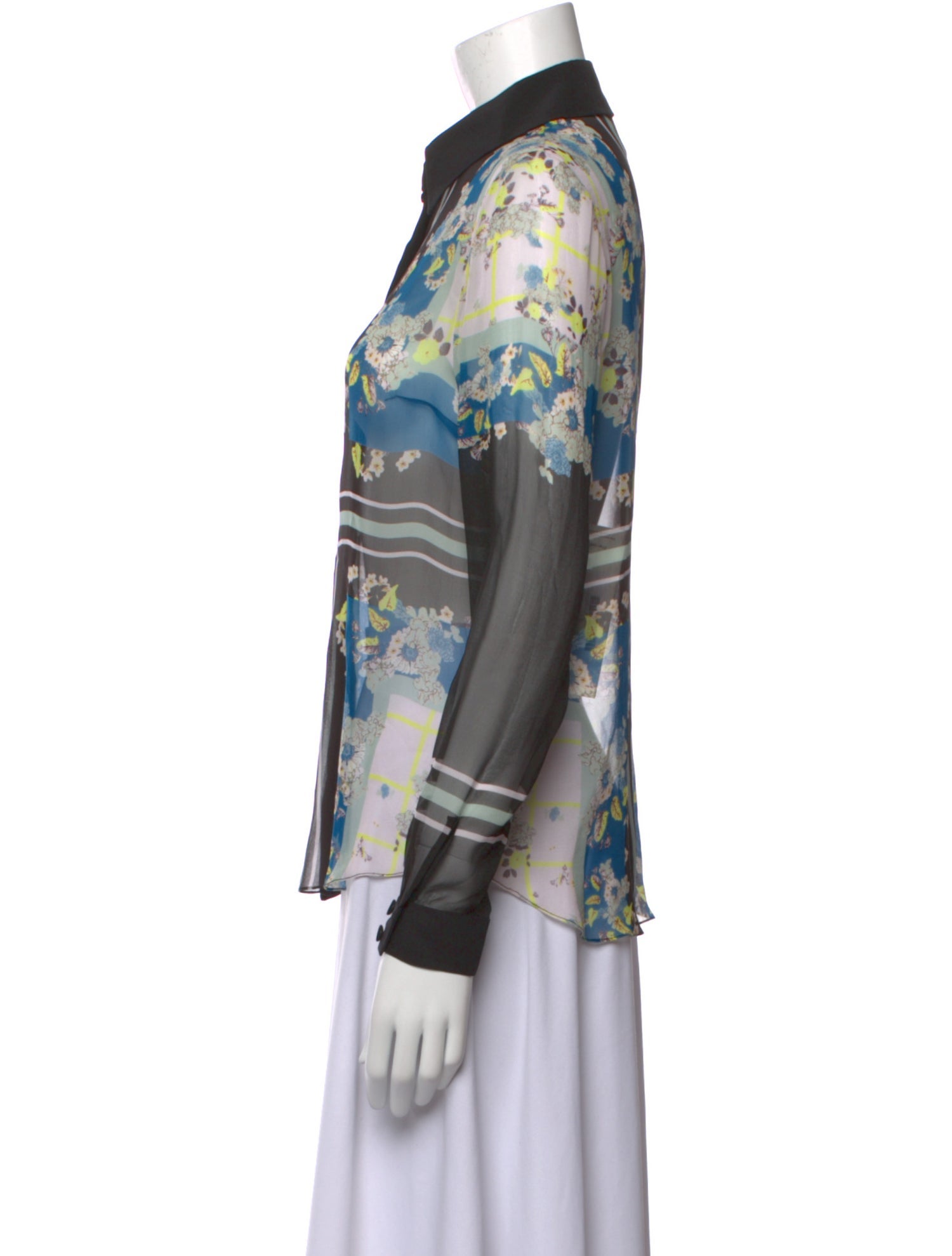 Erdem Silk Floral Print Button-Up Top