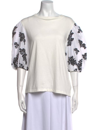 Erdem Lace Pattern Bateau Neckline T-Shirt