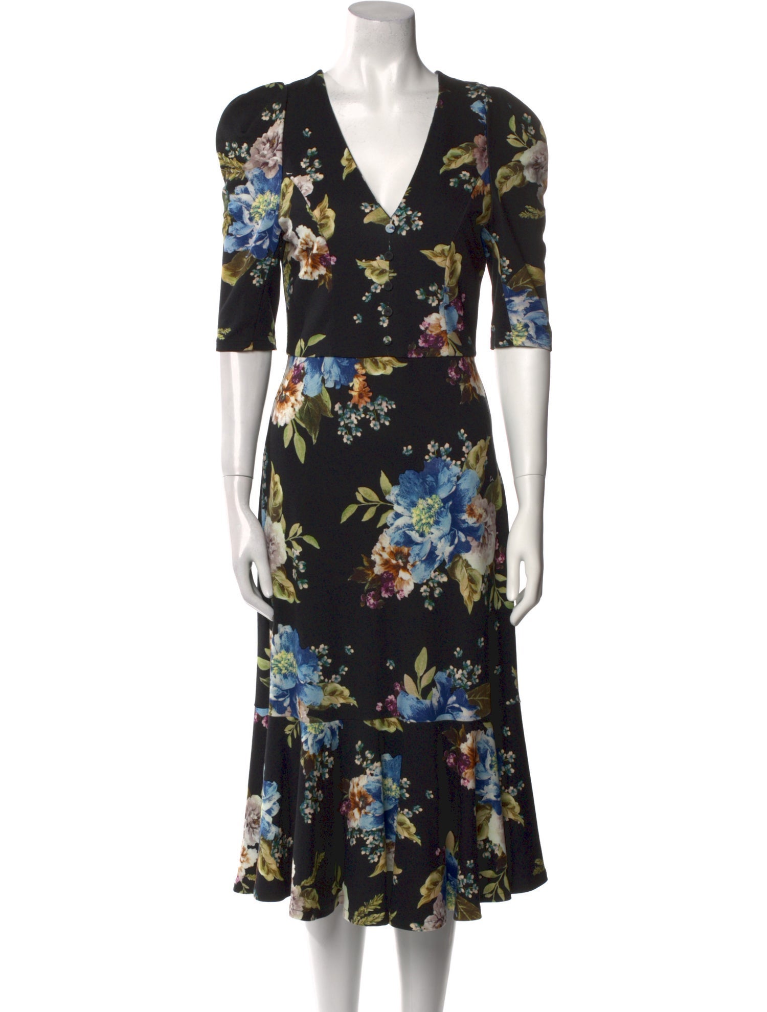 Erdem Floral Print Midi Length Dress
