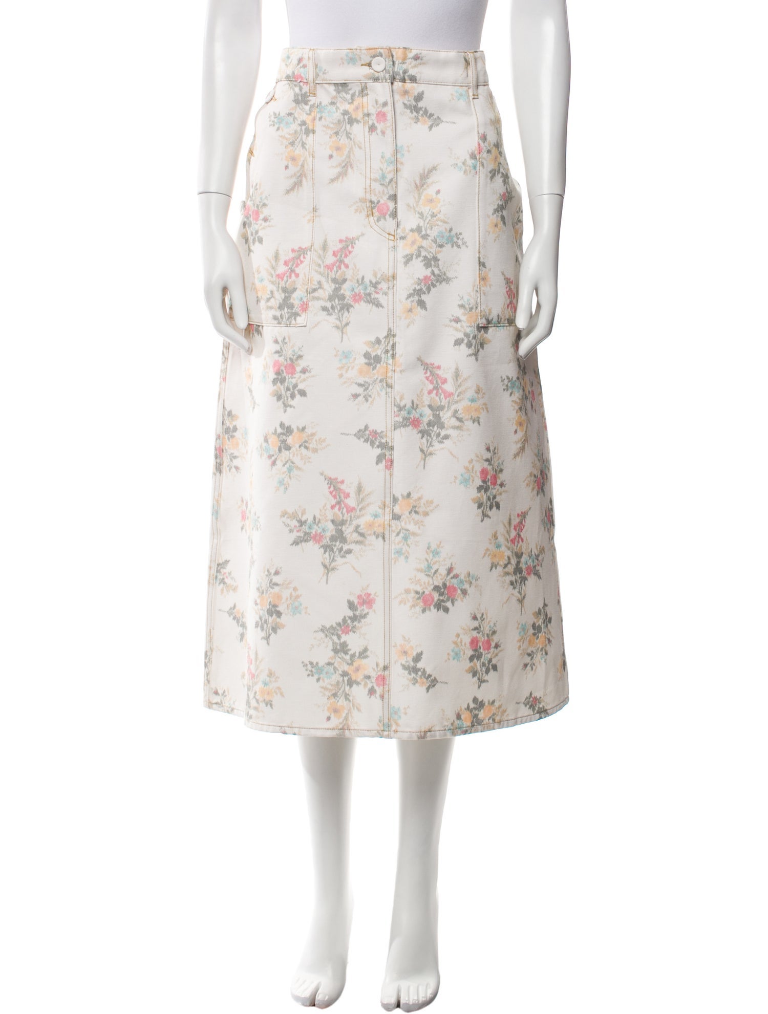 Erdem Floral Print Midi Length Skirt