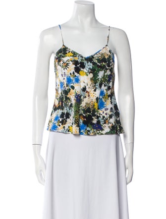 Erdem Silk Floral Print Crop Top