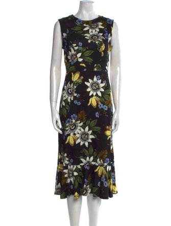 Erdem Floral Print Midi Length Dress