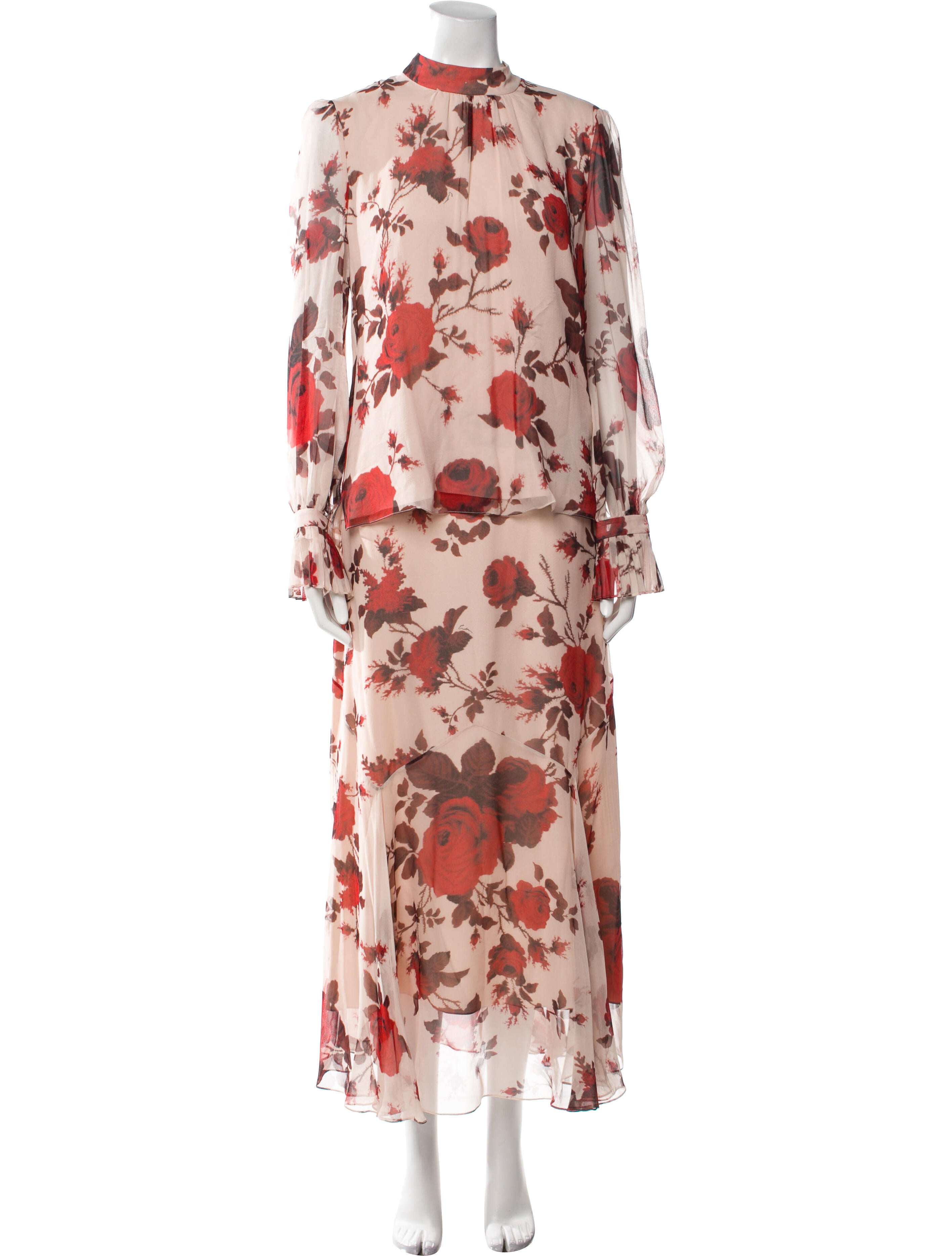 Erdem Silk Floral Print Skirt Set
