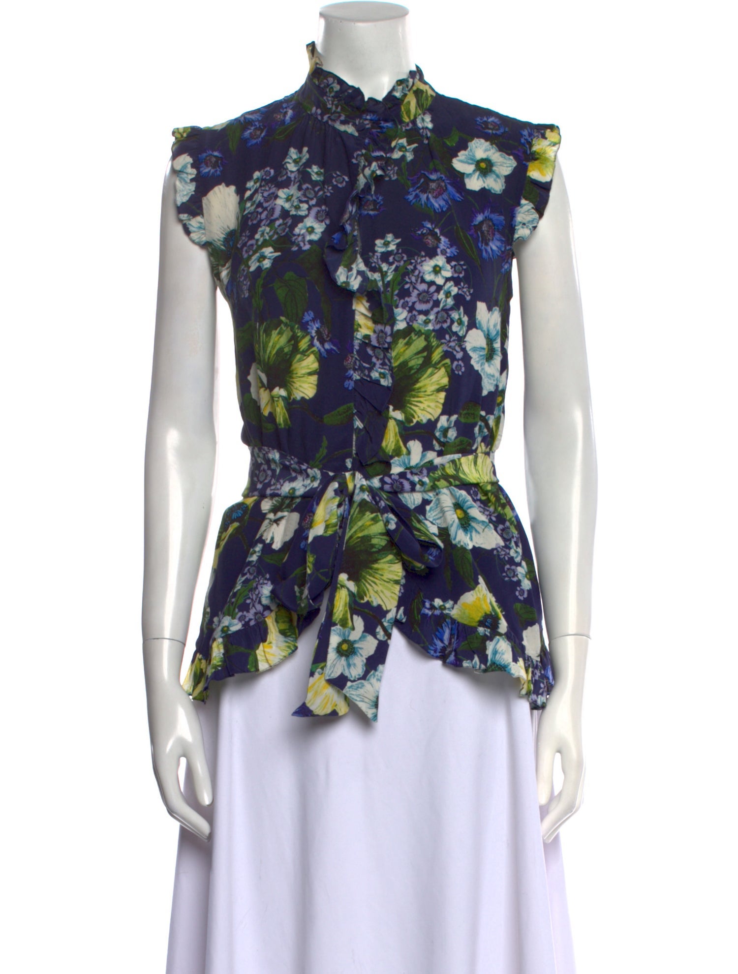 Erdem Floral Print Mock Neck Blouse