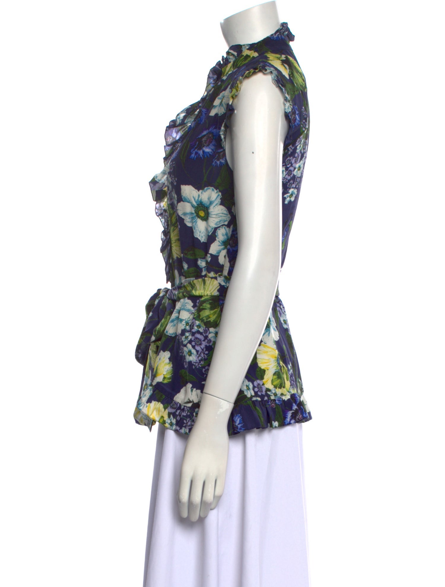 Erdem Floral Print Mock Neck Blouse