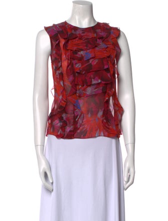 Erdem Silk Floral Print Top
