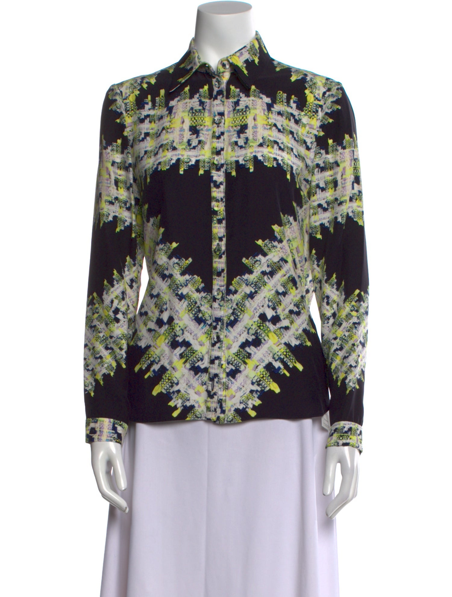 Erdem Silk Printed Button-Up Top