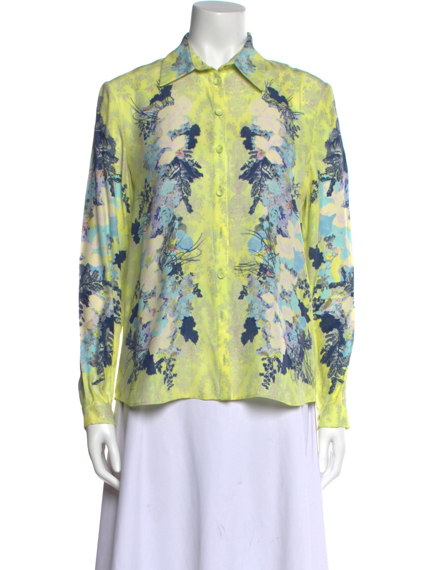 Erdem Silk Floral Print Button-Up Top