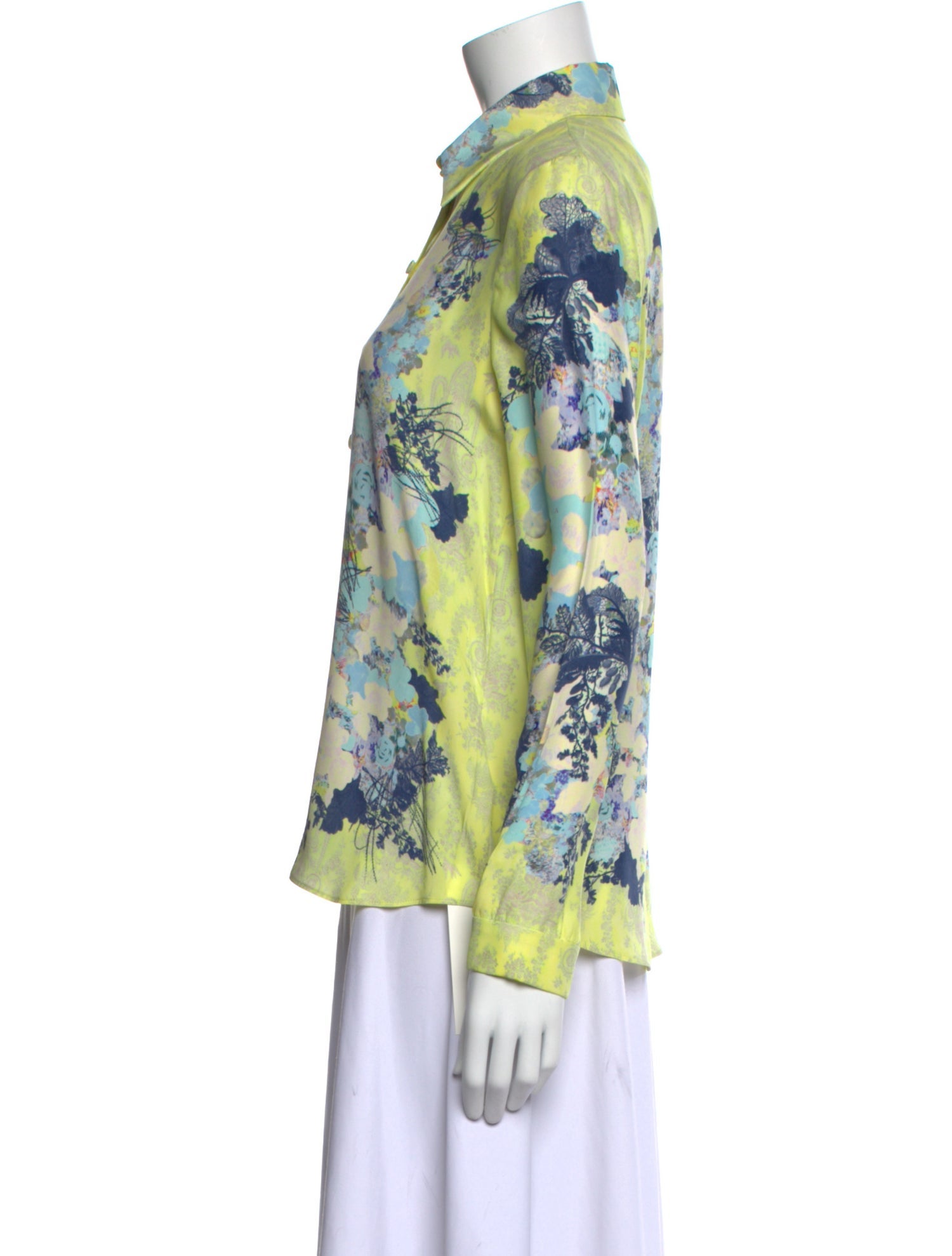 Erdem Silk Floral Print Button-Up Top