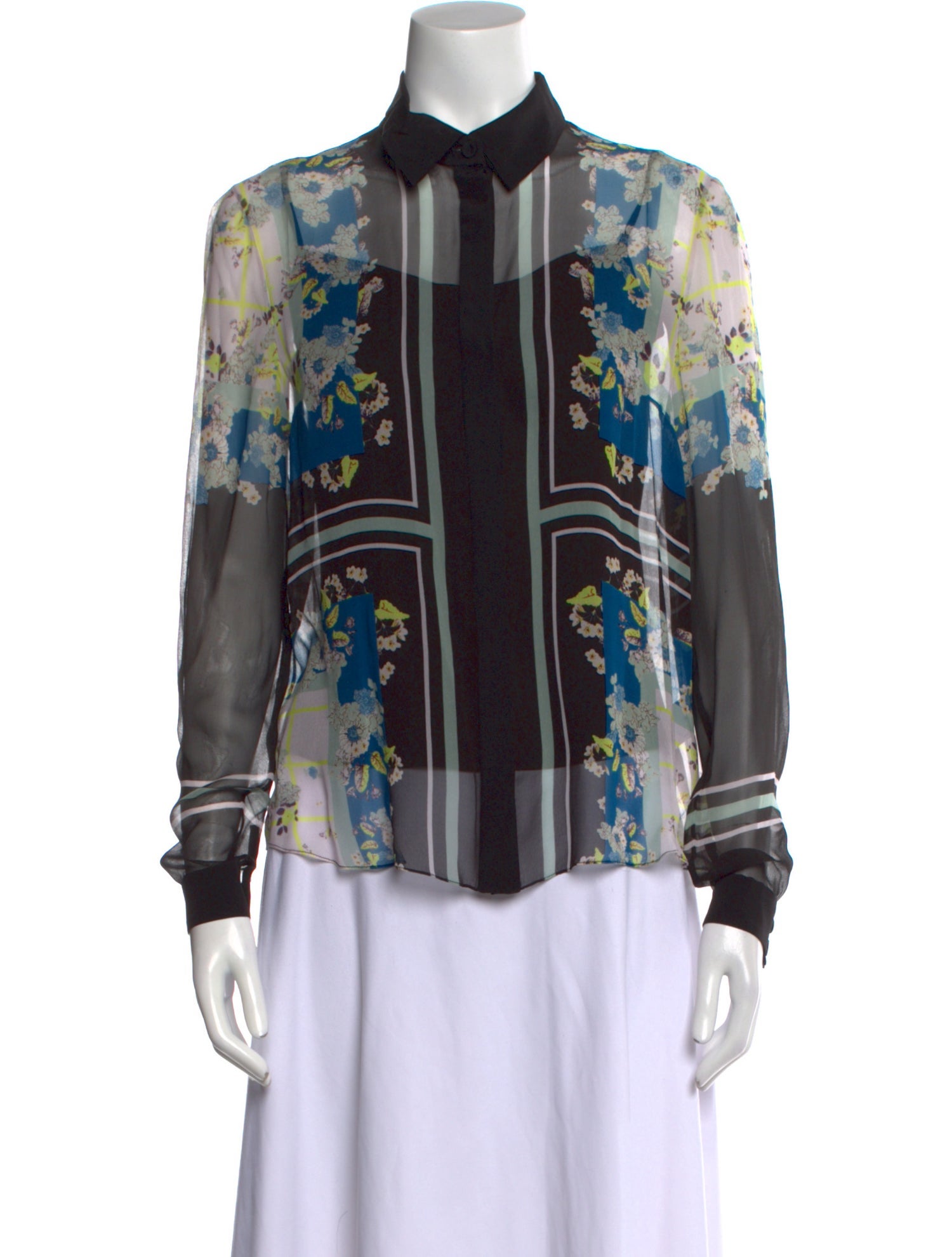 Erdem Silk Floral Print Button-Up Top