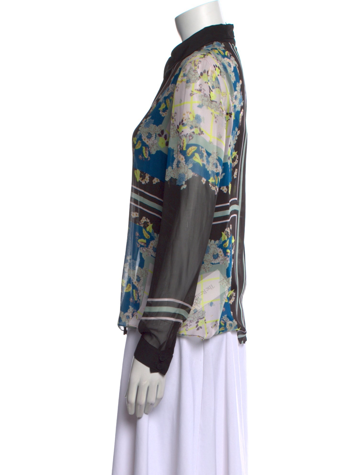 Erdem Silk Floral Print Button-Up Top