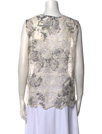 Erdem Printed Crew Neck Blouse