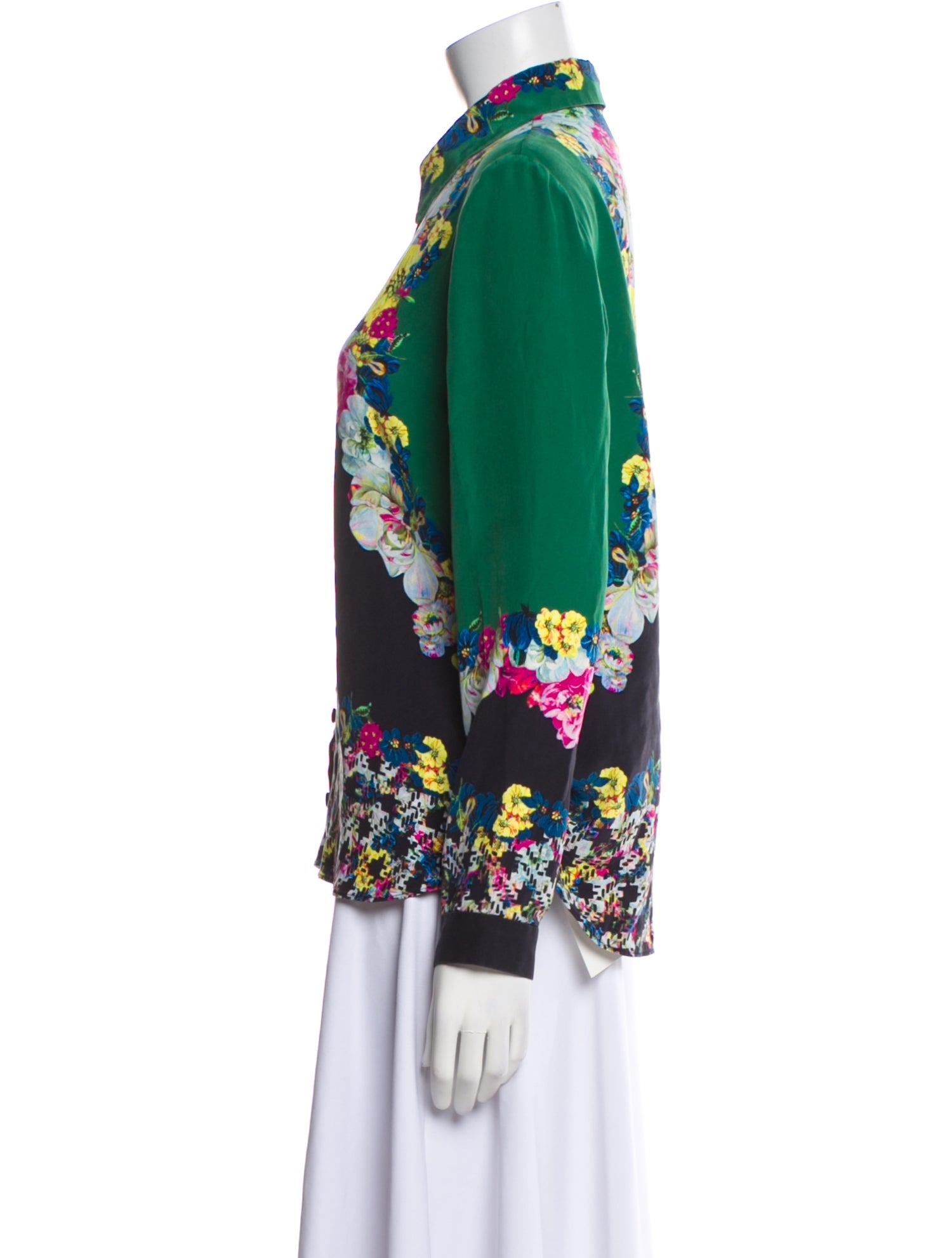 Erdem Silk Floral Print Button-Up Top