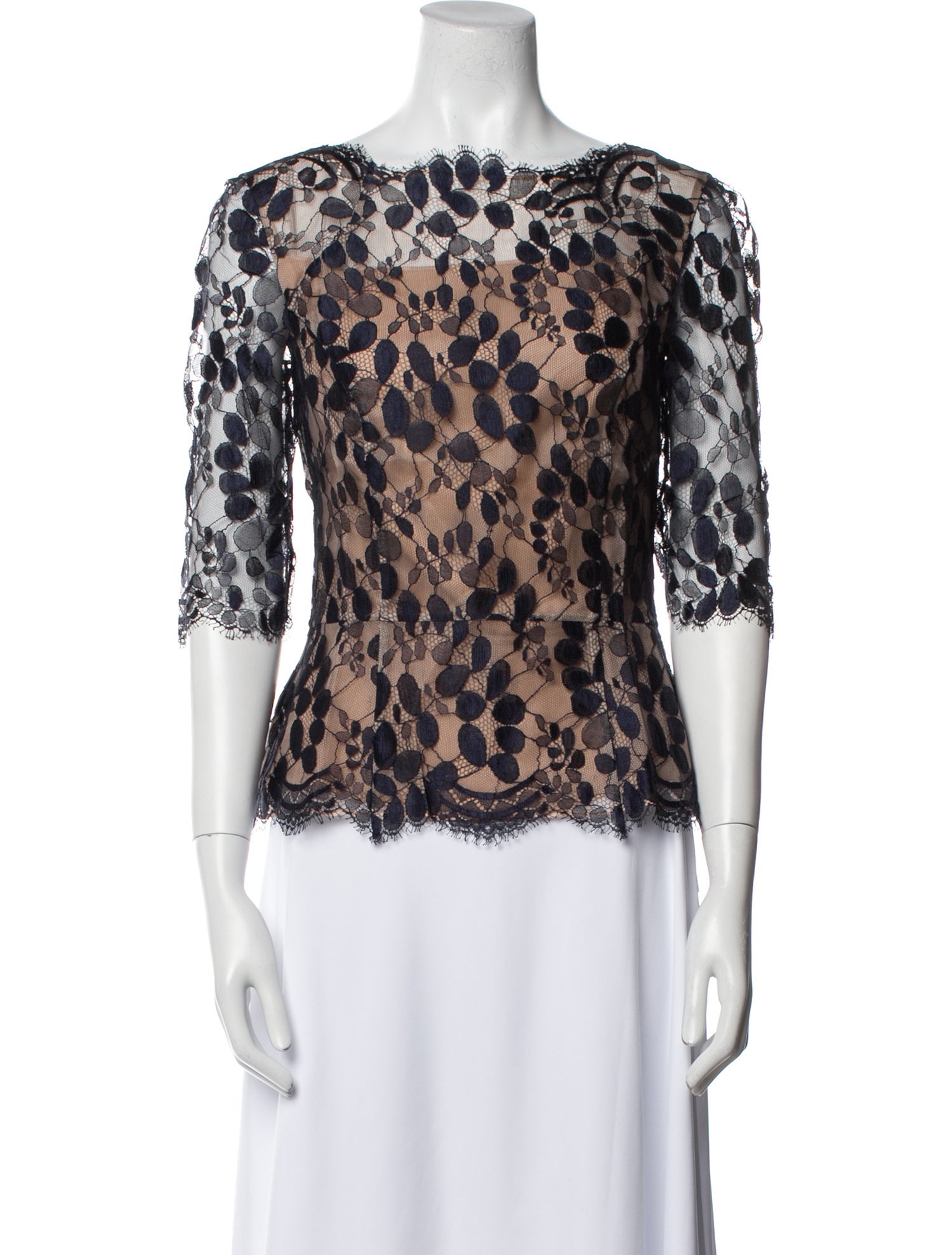 Erdem Lace Pattern Bateau Neckline Blouse
