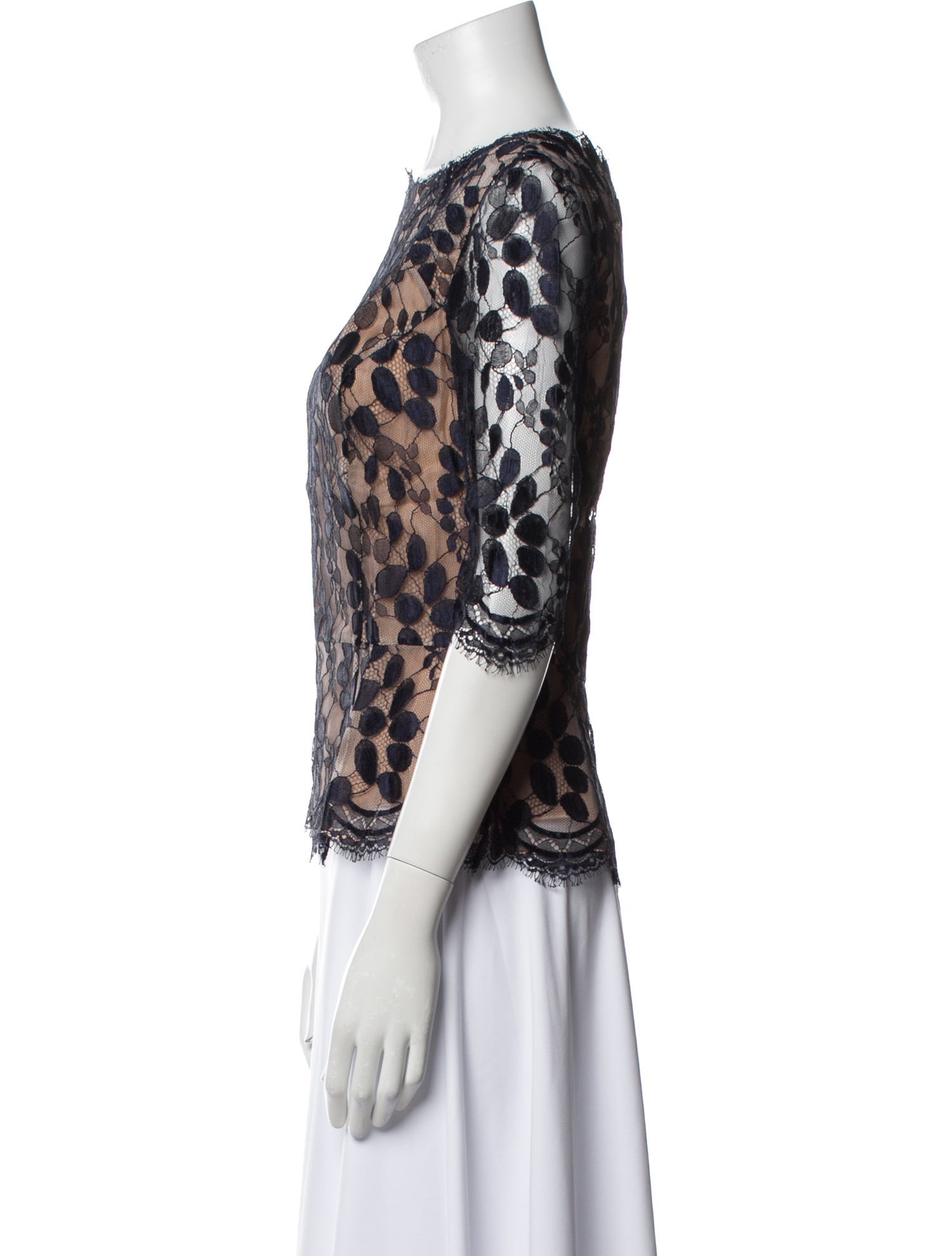 Erdem Lace Pattern Bateau Neckline Blouse