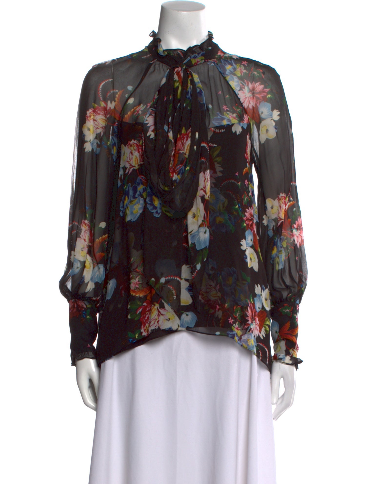 Erdem Floral Print Mock Neck Blouse