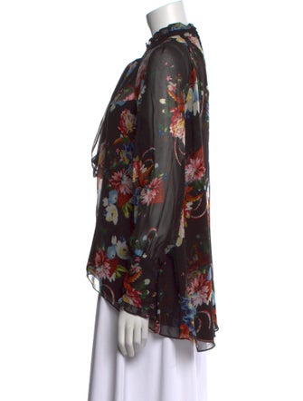 Erdem Floral Print Mock Neck Blouse