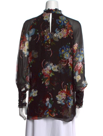 Erdem Floral Print Mock Neck Blouse