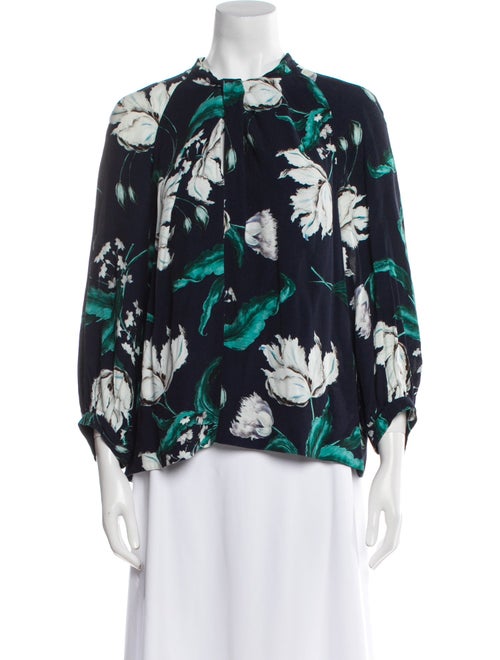 Erdem Floral Print Mock Neck Blouse