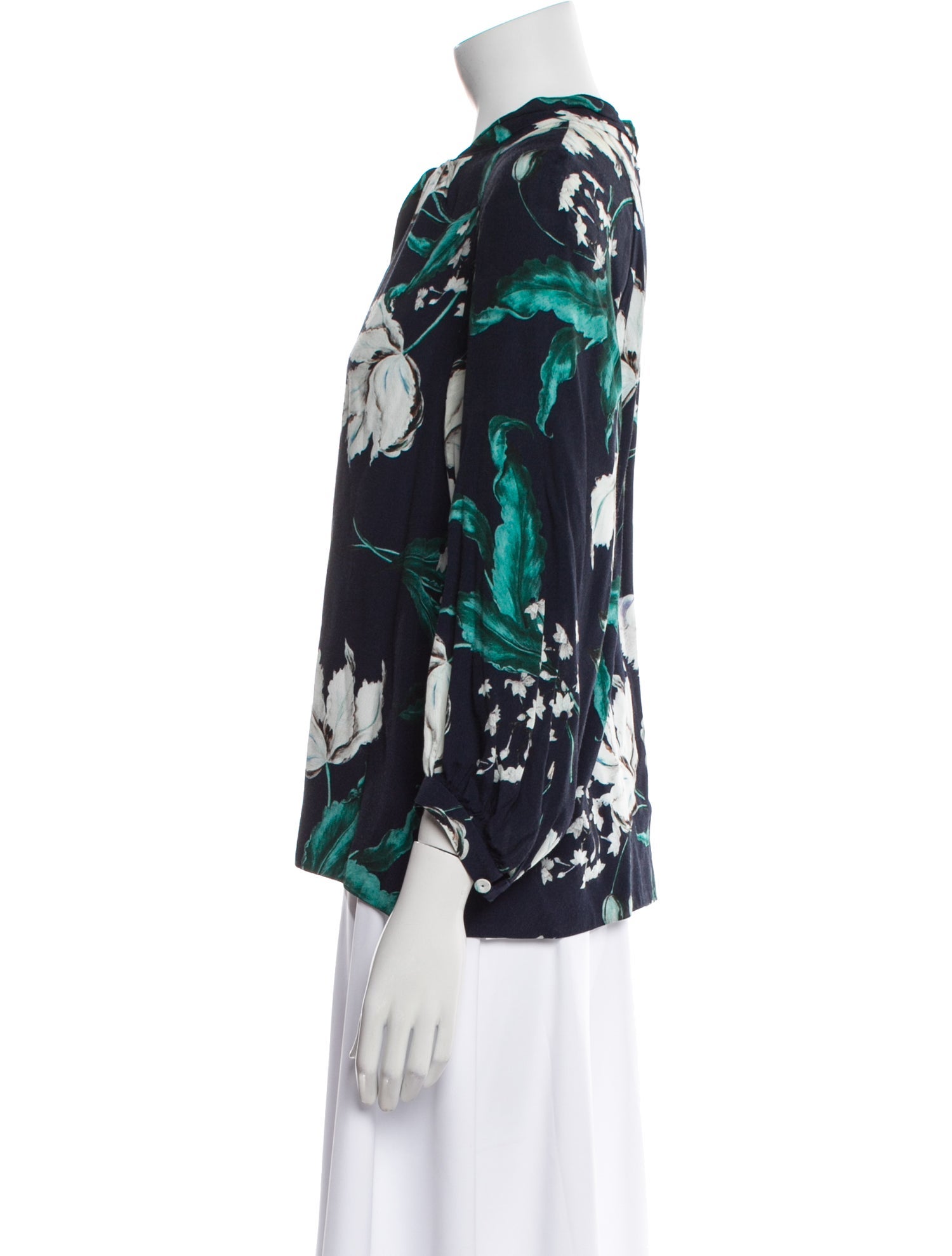 Erdem Floral Print Mock Neck Blouse