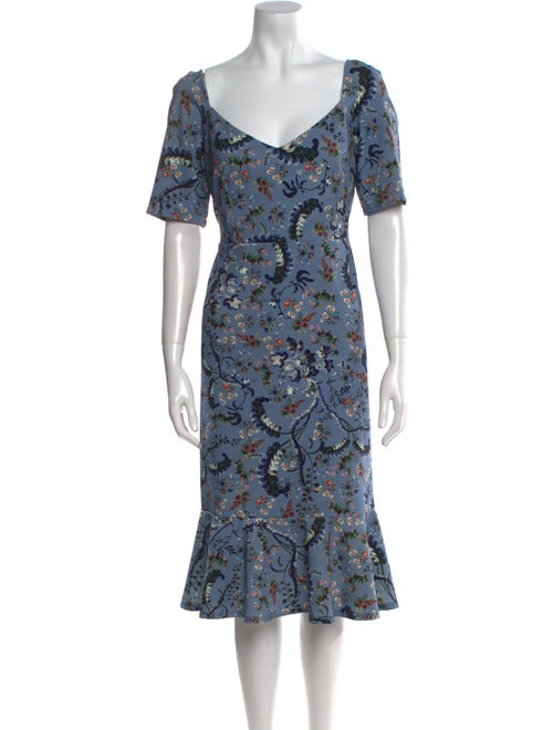 Erdem Floral Print Midi Length Dress