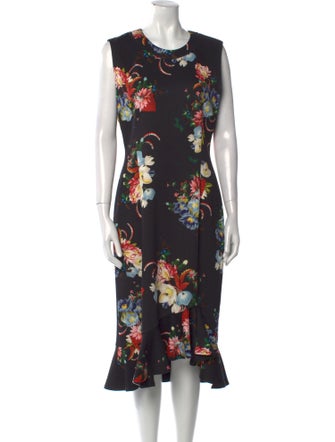 Erdem Floral Print Midi Length Dress