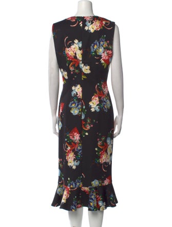 Erdem Floral Print Midi Length Dress
