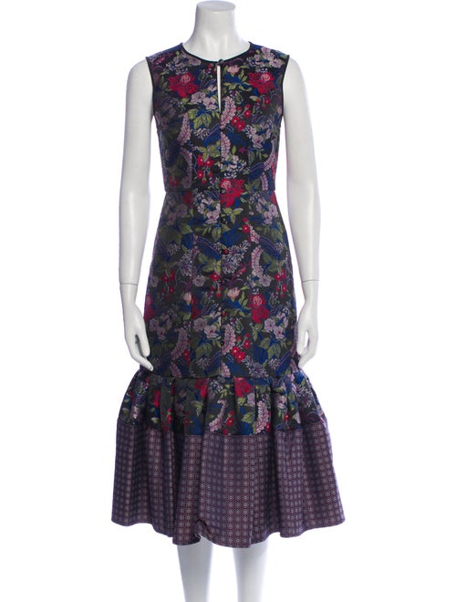 Erdem Floral Print Midi Length Dress