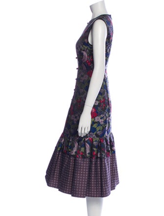 Erdem Floral Print Midi Length Dress
