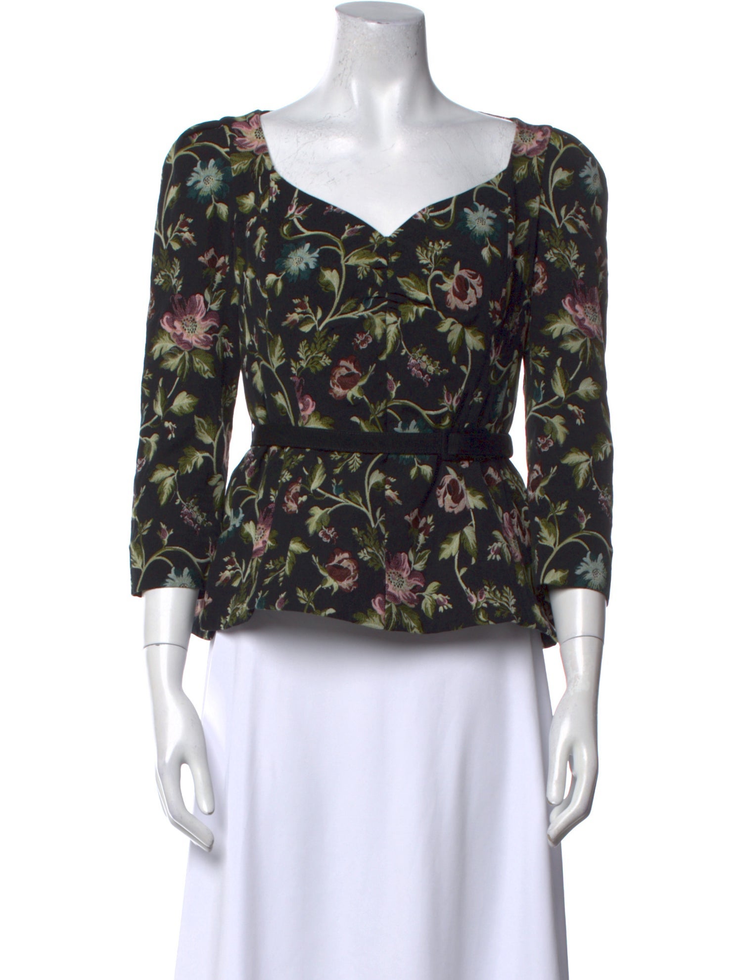 Erdem Floral Print Square Neckline Blouse
