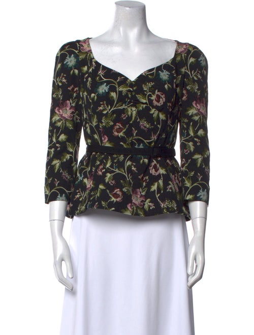 Erdem Floral Print Square Neckline Blouse