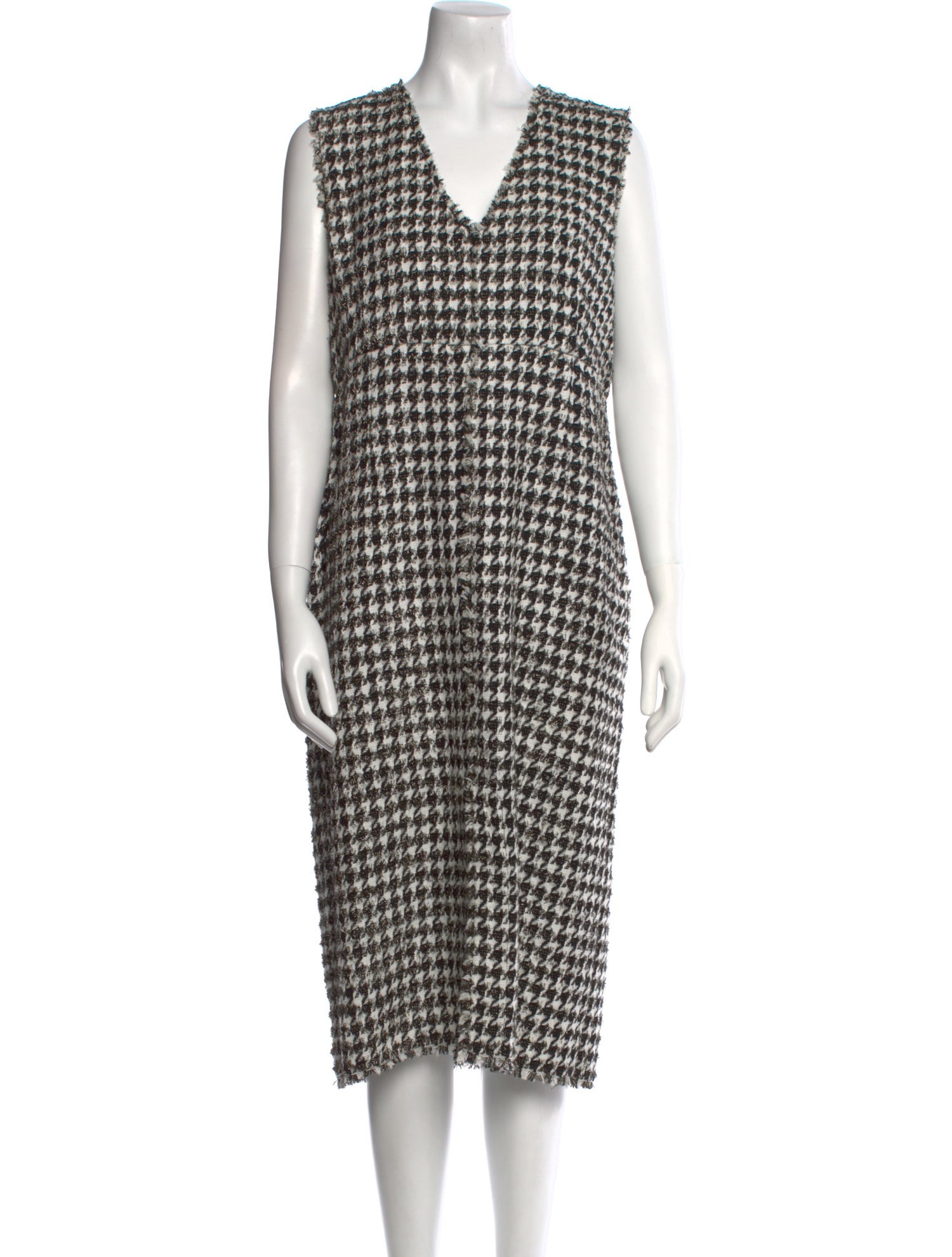 Erdem Houndstooth Print Midi Length Dress