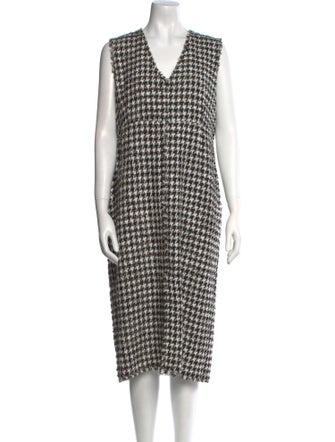 Erdem Houndstooth Print Midi Length Dress