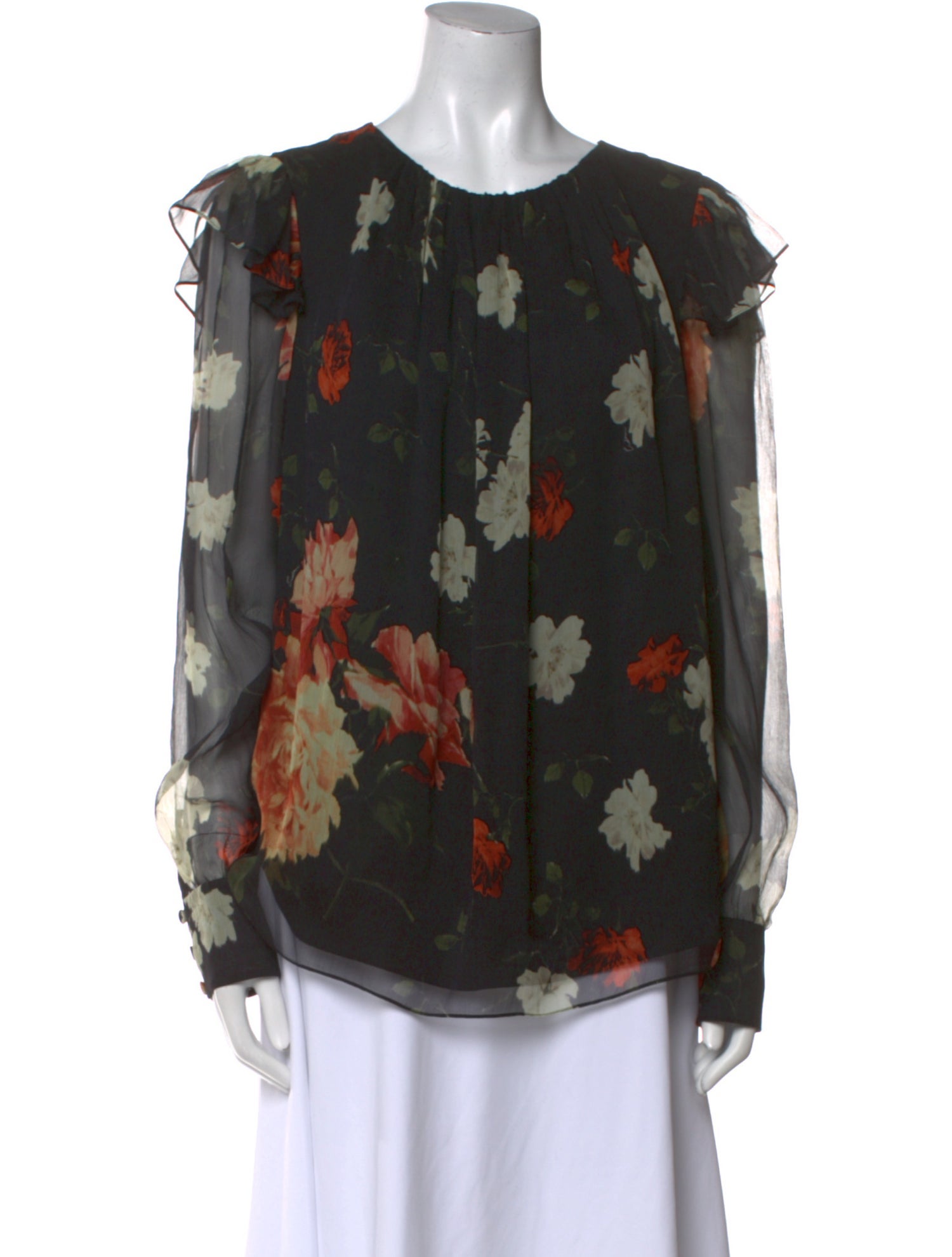 Erdem Silk Floral Print Blouse