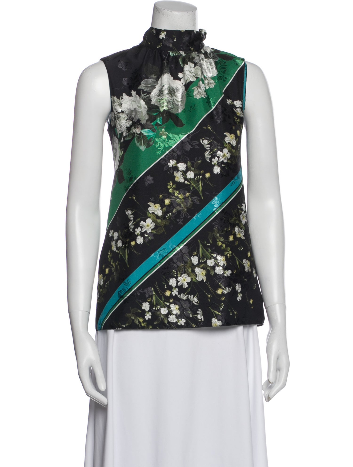 Erdem Printed Mock Neck Blouse