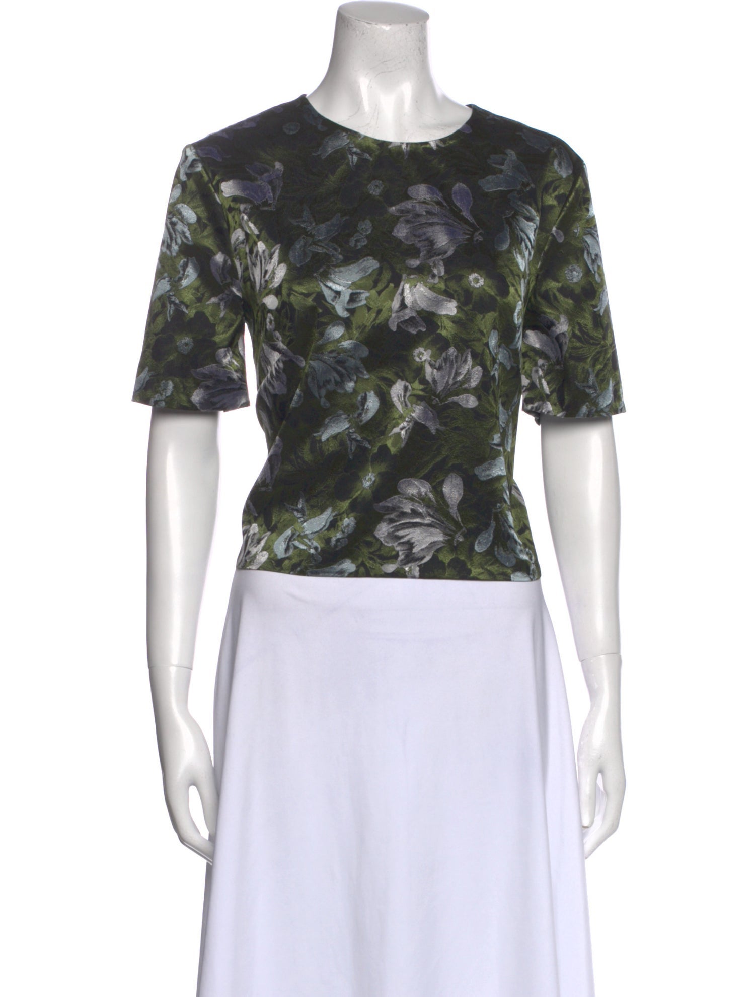 Erdem Floral Print Crew Neck Crop Top
