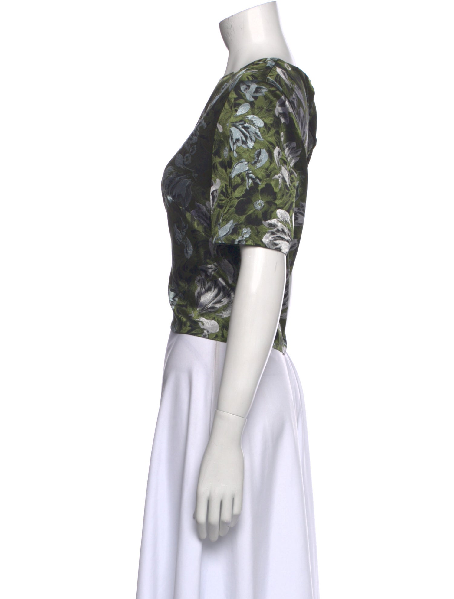 Erdem Floral Print Crew Neck Crop Top