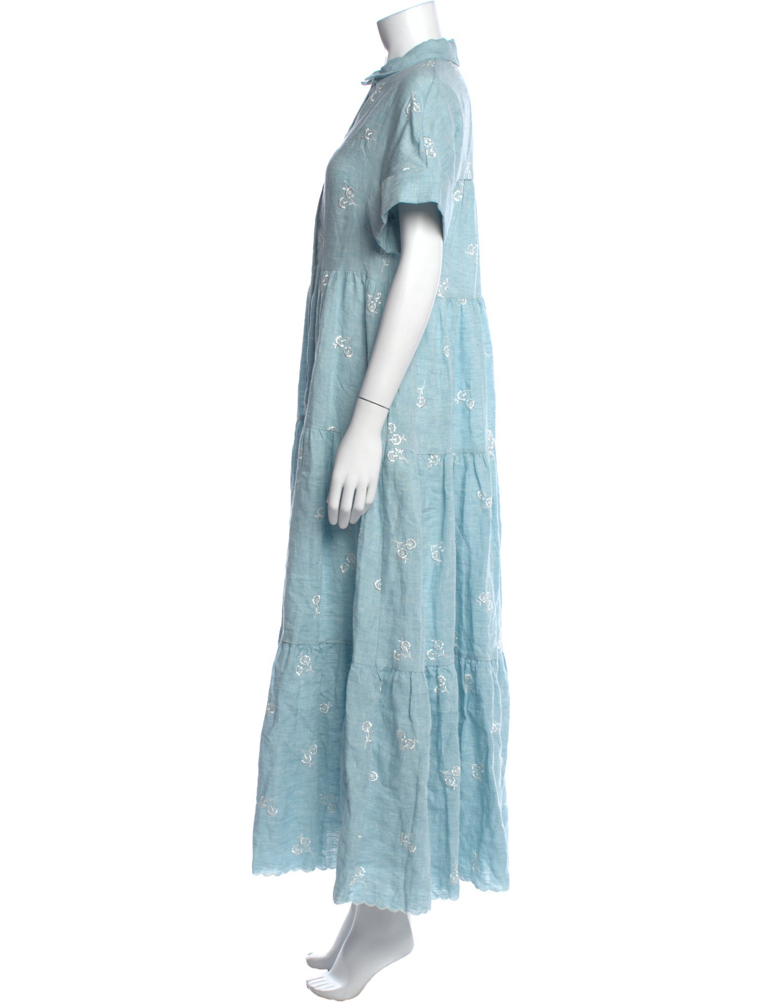 erdem linen dress Erdem Floral print linen dress with tiered skirt