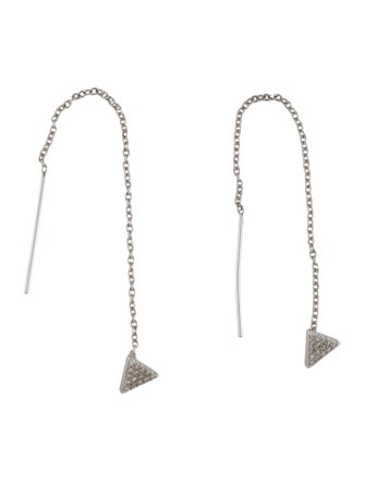 Eriness 14K Pave Diamond Triangle Threader Earrings