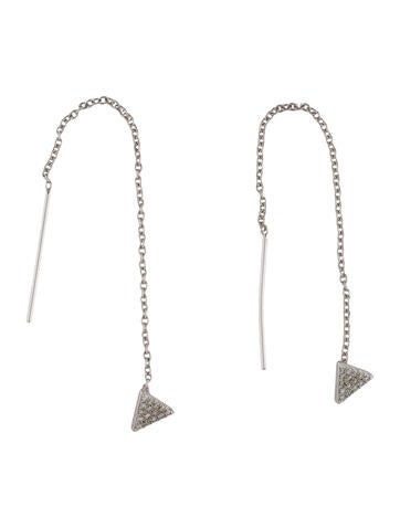 Eriness Drop 14K Pave Diamond Triangle Threader Earrings