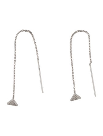 Eriness 14K Pave Diamond Triangle Threader Earrings