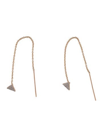 Eriness Drop 14K Pave Diamond Triangle Threader Earrings