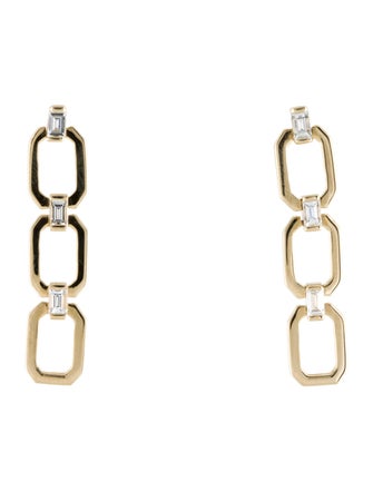 Eriness 14K Diamond Baguette Flat Link Drop Earring