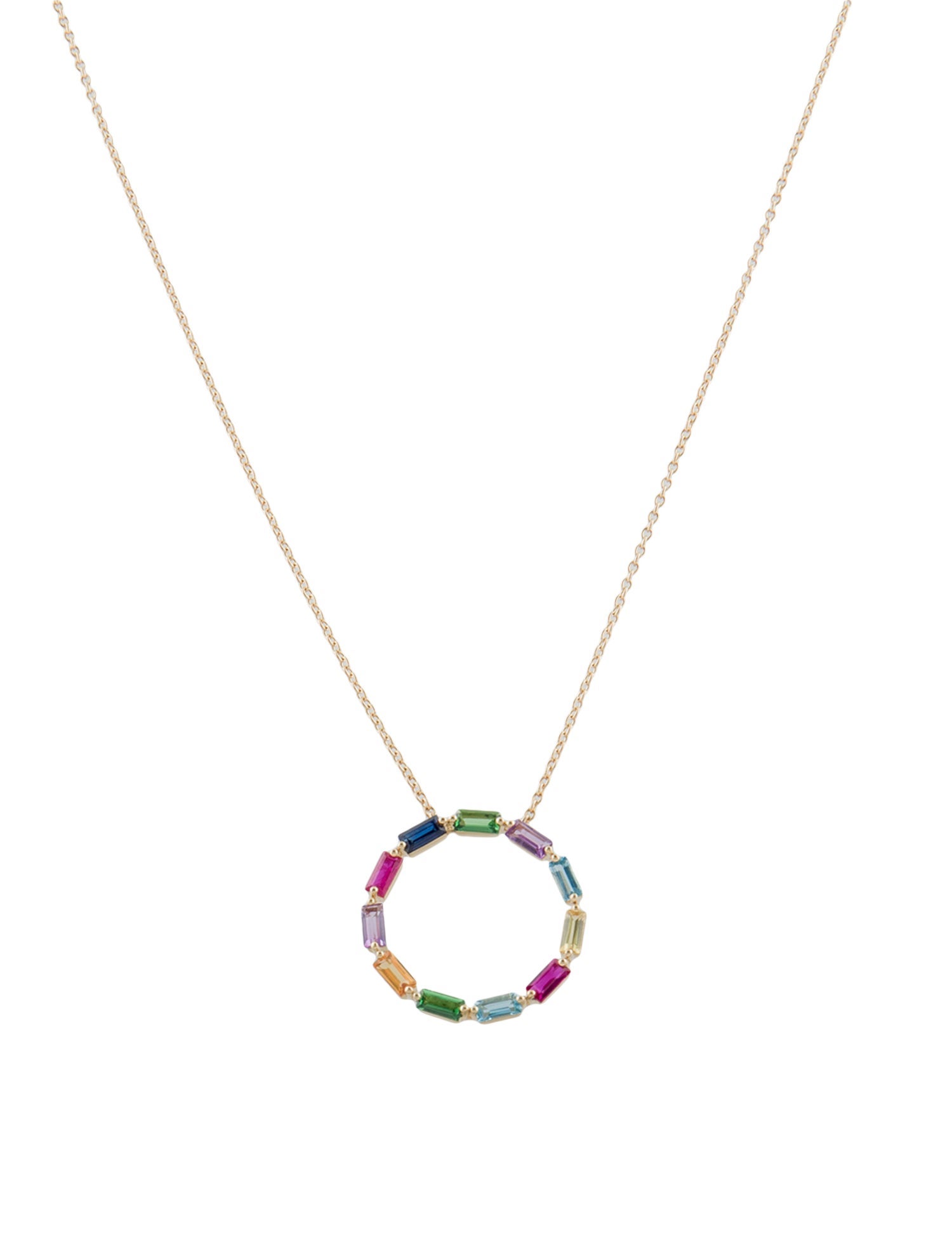 Eriness 14K Multi-Gemstone Circle Pendant Necklace